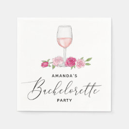 Guardanapo De Papel Taça de vinho floral rosa elegante para despedida 