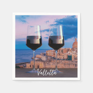 Guardanapo De Papel Taças de vinho com vista do pôr do sol sobre Valle