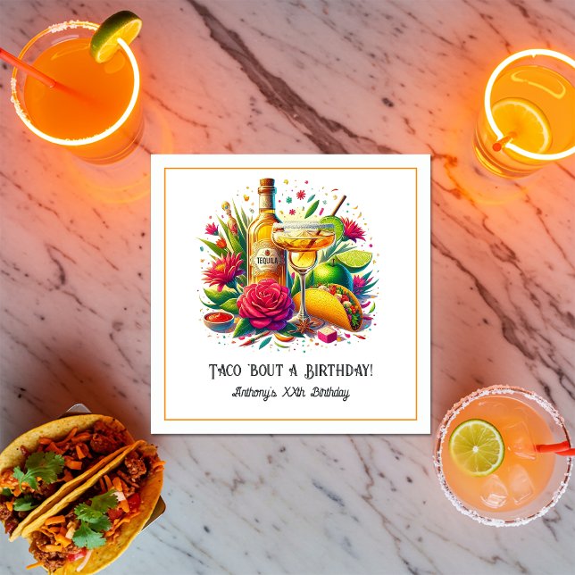 Guardanapo De Papel "Taco ’Bout a Birthday’ Tequila & Margarita Fiesta ("Taco ’Bout a Birthday” Tequila & Margarita Fiesta Napkins)