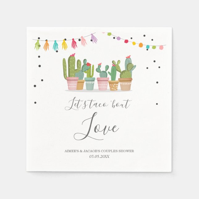 Guardanapo De Papel Taco Bout Love Fiesta Casal Chá Napkins (Frente)