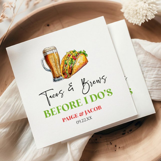 Guardanapo De Papel Tacos e Cervejas Antes do Eu Disse Sim! Jantar de  (Criador carregado)
