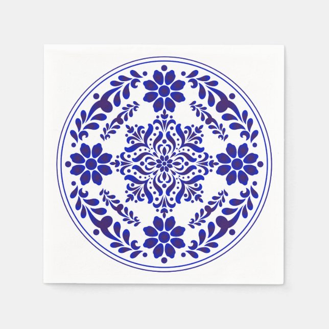 Guardanapo De Papel Talavera 3 azul e branco (Frente)