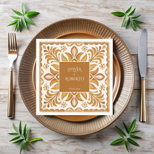 Guardanapo De Papel Talavera mexicana, monograma elegante de casamento