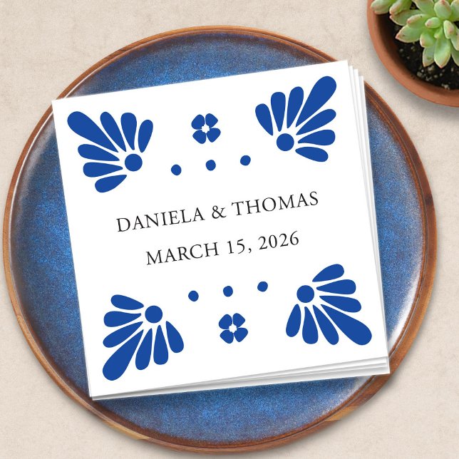 Guardanapo De Papel Talavera Mexicana Wedkins (Talavera Mexican Wedding Napkins by Fiesta Valley Print)