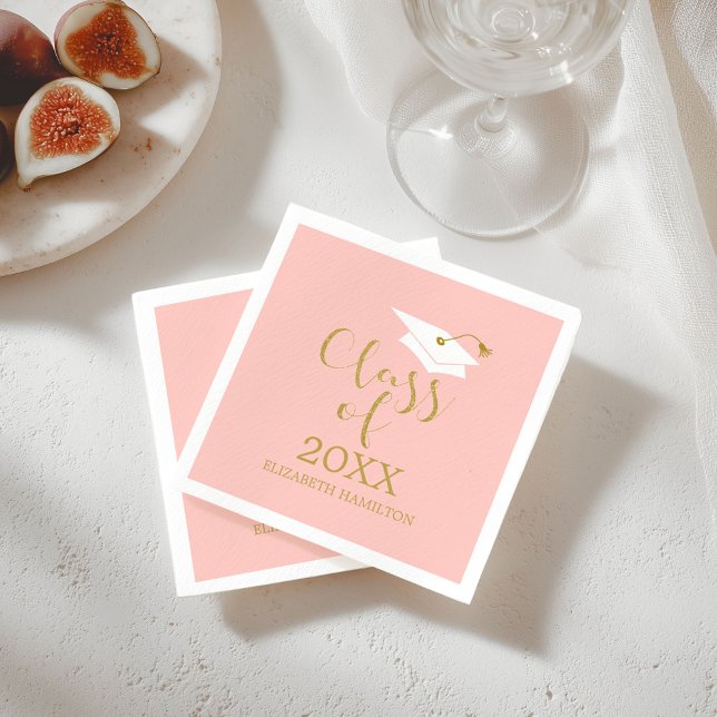 Guardanapo De Papel Tampa de Graduação 2021 Caligrafia Glitter Dourado (Criador carregado)