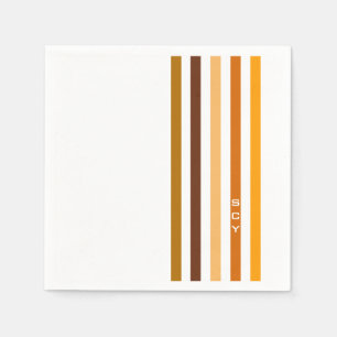 Guardanapo De Papel Tan Brown Orange Vertical Stripes Monograma