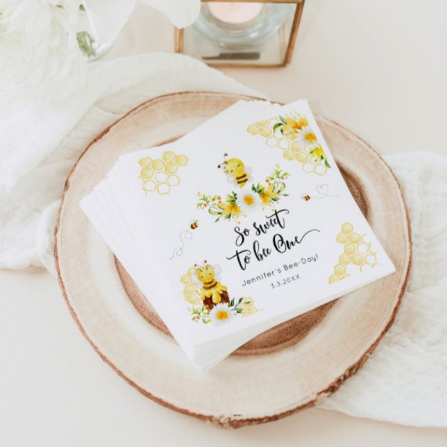 Guardanapo De Papel Tão doce de ser Um primeiro aniversario de abelha  (Criador carregado)