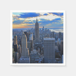Guardanapo De Papel Tarde tarde NYC Skyline à medida que o pôr do sol