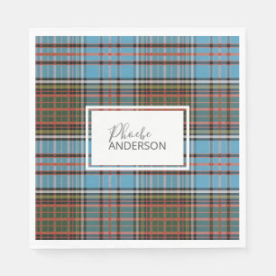 Guardanapo De Papel Tartan Xadrez Check Custom Name Elegant Anderson