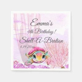 Guardanapo De Papel Tartaruga 4º Aniversário, Sob o Mar