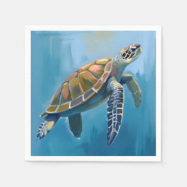 Guardanapo De Papel Tartaruga Marinha Animal Oceânico Aquarela