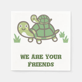 Guardanapo De Papel Tartaruga verde-branca com bebê personalizado