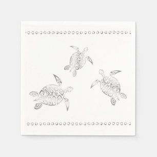 Guardanapo De Papel Tartarugas de mar de prata brancas