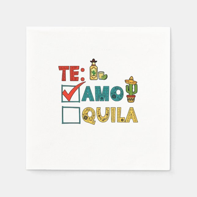 Guardanapo De Papel Te Amo Tequila Cinco De Mayo Funny (Frente)