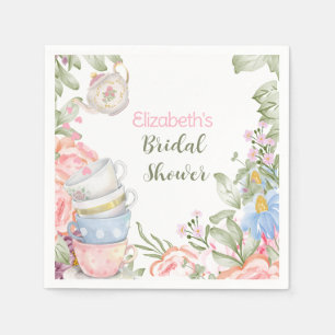 Guardanapo De Papel Tea Party Elegant Pink Green Bridal Shower