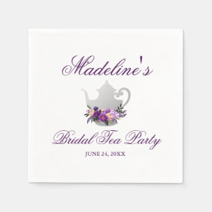 Guardanapo De Papel Tea party ultravioleta roxo floral do chá de