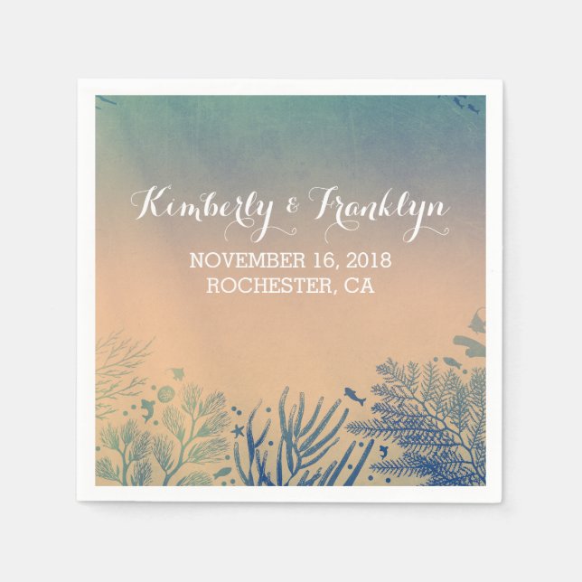 Guardanapo De Papel Teal Beach Wedding (Frente)