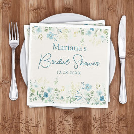 Guardanapo De Papel Teal Beige Wildflower Chá de panela Floral