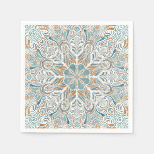 Guardanapo De Papel Teal Brown Watercolor Mandala