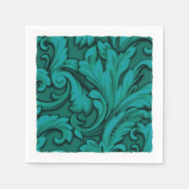 Guardanapo De Papel Teal Dazzling Damask (Frente)