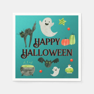 Guardanapo De Papel Teal do Partido das Halloween e Verde