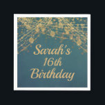 Guardanapo De Papel Teal Dourado String Lights Bokeh 16th Birthday<br><div class="desc">Teal com as luzes de cordas de ouro e o guardanapo de papel de festa de aniversário da adolescente de um boque brilhante. Estes guardanapos pertencem ao nosso Teal com Dourada coleção de festas de aniversário de String Lights. Texto, fontes e texto são completamente personalizáveis, de modo que este guardanapo...</div>