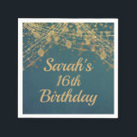 Guardanapo De Papel Teal Dourado String Lights Bokeh 16th Birthday<br><div class="desc">Teal com as luzes de cordas de ouro e o guardanapo de papel de festa de aniversário da adolescente de um boque brilhante. Estes guardanapos pertencem ao nosso Teal com Dourada coleção de festas de aniversário de String Lights. Texto, fontes e texto são completamente personalizáveis, de modo que este guardanapo...</div>