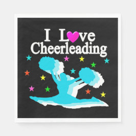 GUARDANAPO DE PAPEL TEAL E PRETO EU AMO PAPEL CHEERLEADOR