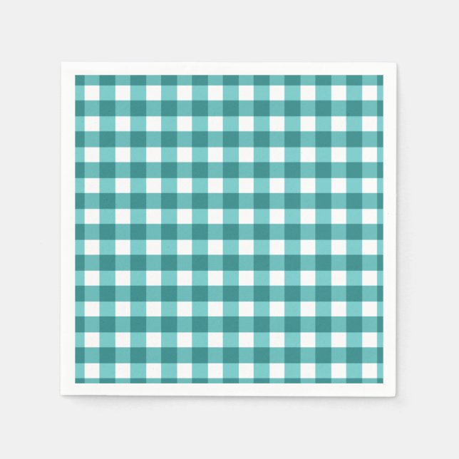 Guardanapo De Papel Teal Gingham (Frente)