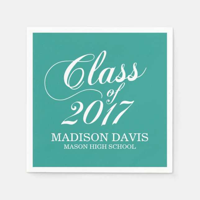 Guardanapo De Papel Teal Moderno | Graduação Napkins (Frente)