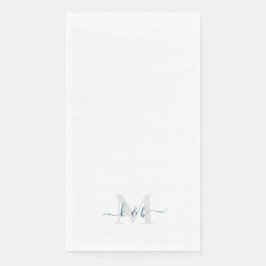 Guardanapo De Papel Teal Monograma Caligrafia Fluxo Branco