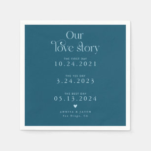 Guardanapo De Papel Teal Our Love Story Retro Wedkin