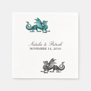 Guardanapo De Papel Teal Silver Dragon Papel de Casamento Napkins