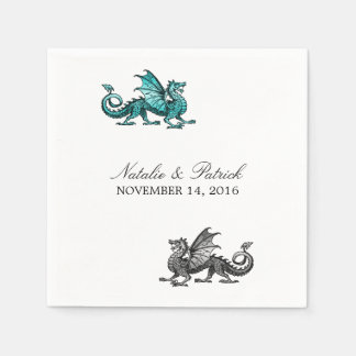 Guardanapo De Papel Teal Silver Dragon Papel de Casamento Napkins