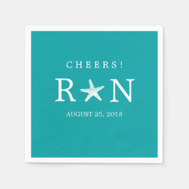 Guardanapo De Papel Teal Turquoise Monograma | Casamento