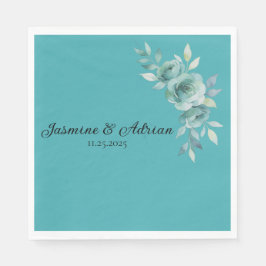 Guardanapo De Papel Teal Whisper Blooms Wedding