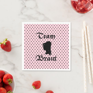 Guardanapo De Papel Team Braut Text mit Punkte rosa
