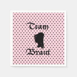 Guardanapo De Papel Team Braut Text mit Punkte rosa