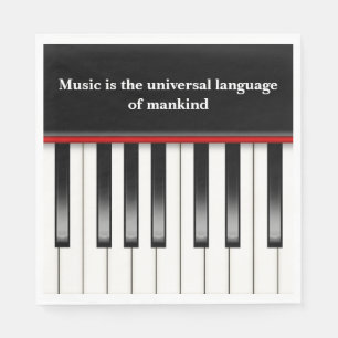 Guardanapo De Papel Teclado de Piano com Citação Musical