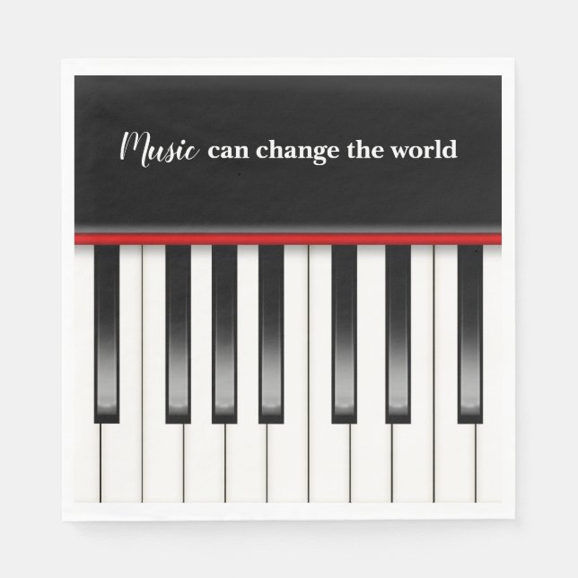 Guardanapo De Papel Teclado Piano com Cotação de Música (Frente)