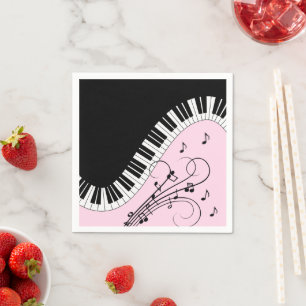 Guardanapo De Papel Teclado Piano, preto e branco, Design, cor-de-rosa