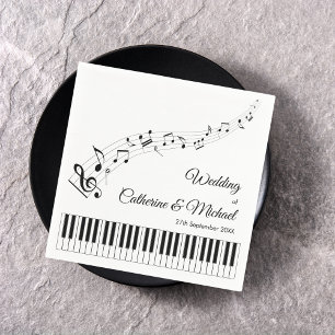 Guardanapo De Papel Teclas de Piano Notas Musicais Preto e Branco Casa