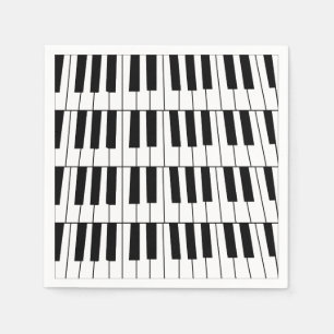 Guardanapo De Papel Teclas de Piano Preto e Branco Pianista Músico Fes