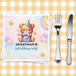 Guardanapo De Papel Teddy Bear 2nd Birthday Party Napkins | Watercolor