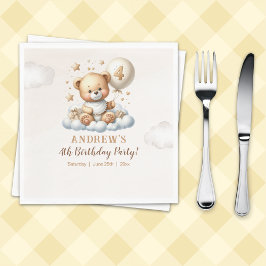Guardanapo De Papel Teddy Bear 4th Birthday Party Napkins