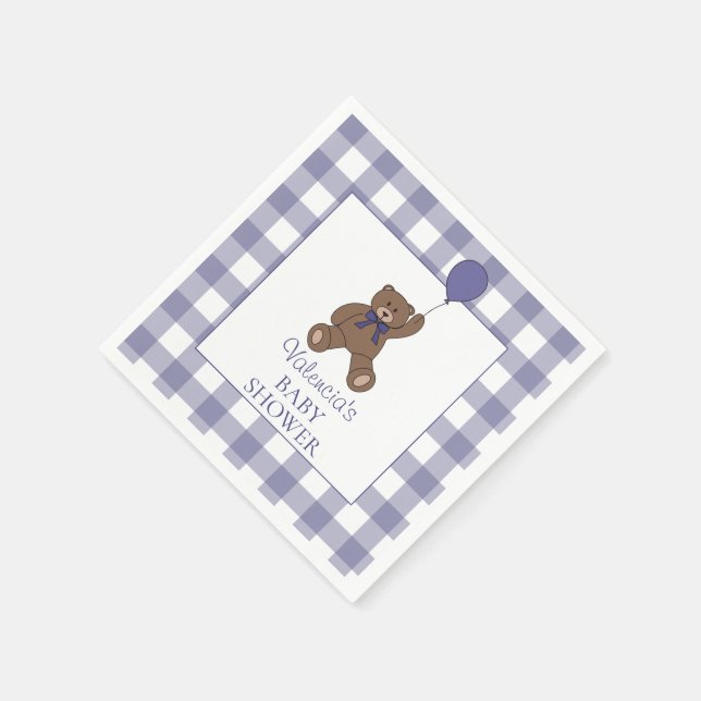 Guardanapo De Papel Teddy Bear and Balloon Purple Baby Shower (Canto)