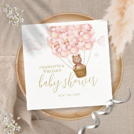 Guardanapo De Papel Teddy Bear Barly Espera Chá de fraldas Rosa