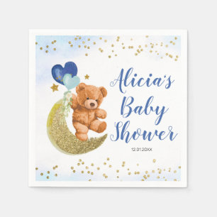 Guardanapo De Papel Teddy Bear Blue Balloon Chá de fraldas Napkins