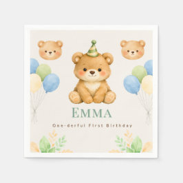 Guardanapo De Papel Teddy Bear First Birthday Paper Napkin