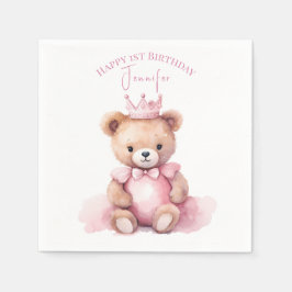 Guardanapo De Papel Teddy Bear Girl 1st Birthday Napkins Beary First